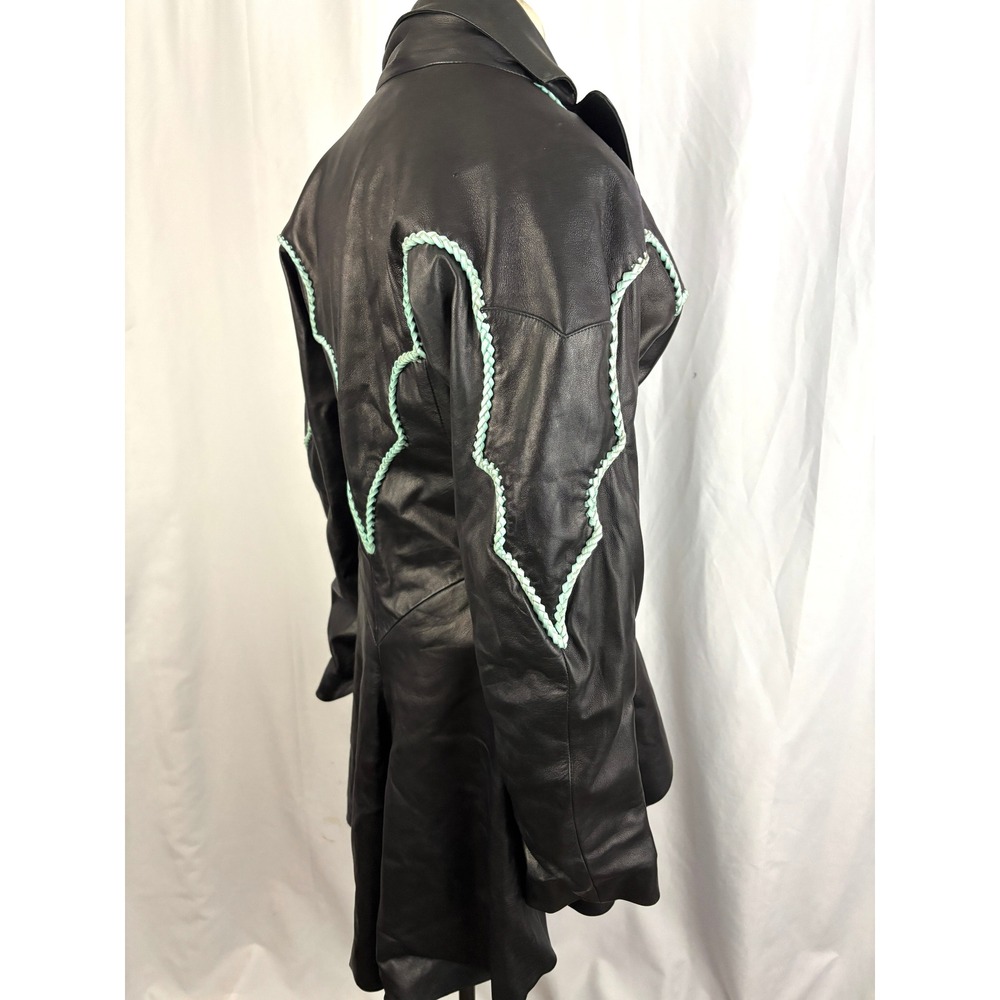 Michelle Julene Black Leather Jacket Western Concho Sterling Whipstitch Fitted S - Picture 16 of 16